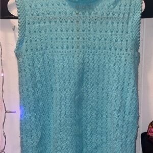 Vintage Sleeveless Knit Top in Light Blue